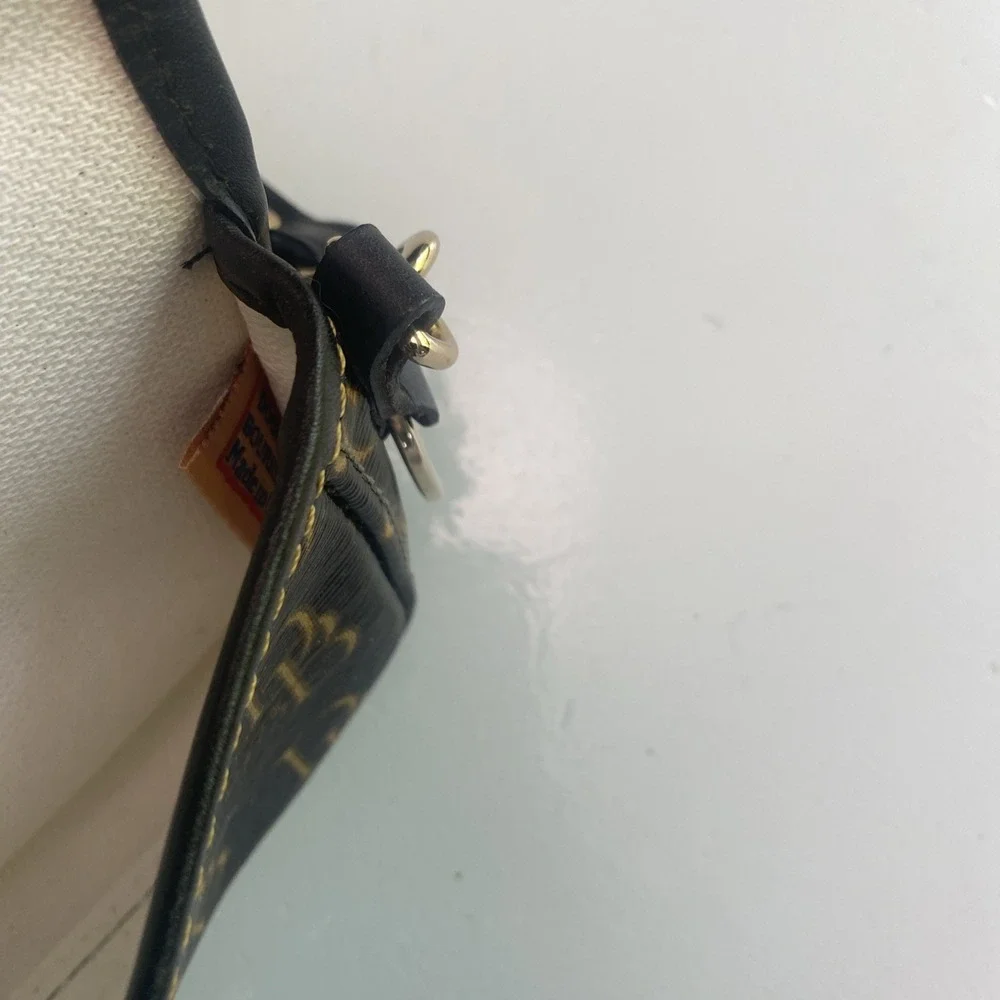 Dooney & Bourke Vintage 1975 Signature Logo Navy Gold Logo Snap Flap Wristlet